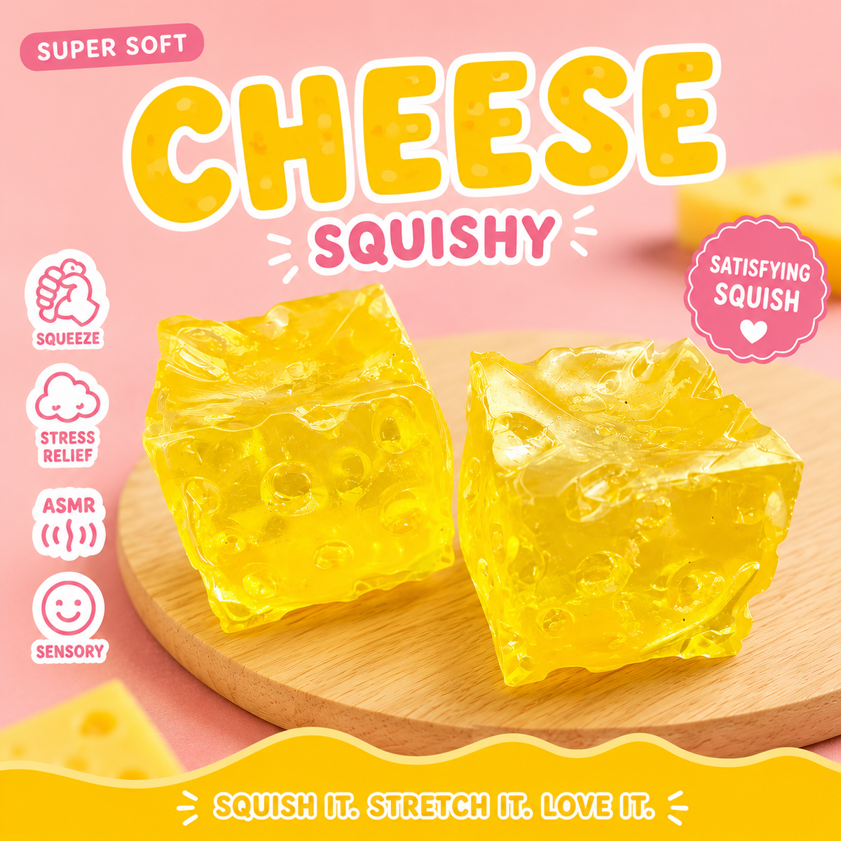 Cheese Cube Stress Relief Squishy